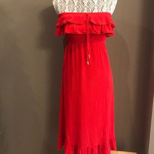 Red strapless beach dress